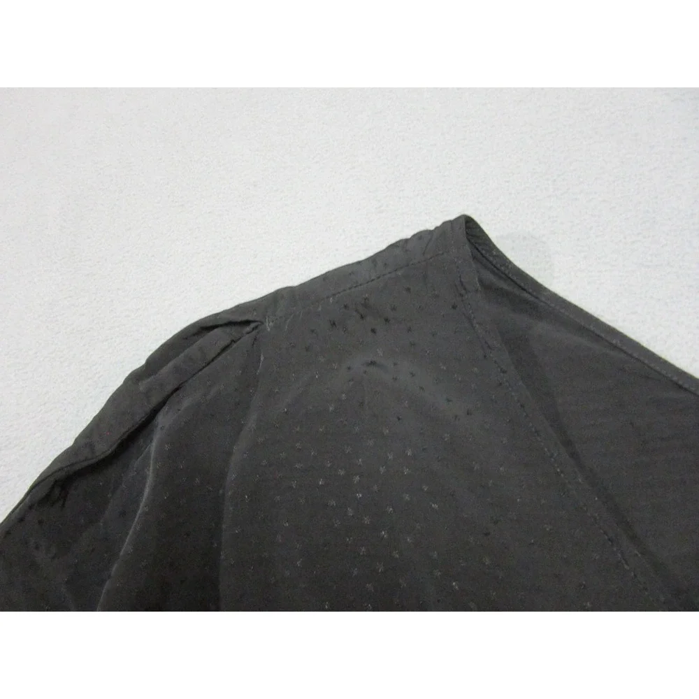 Madewell Top Womens 6 Black Rouched Jacquard Romantic V Neck Soft Viscose